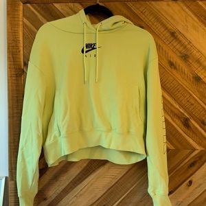 Nike Lime Green Cropped Hoodie Sweatshirt